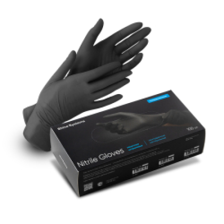 Shine Systems Nitrile Gloves - защитные универсальные нитриловые неопудренные перчатки, размер "XL", цвет черный 100 шт